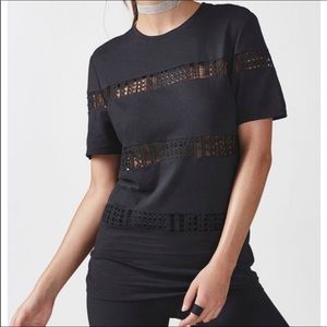 Fabletics Zarina Lace Stripe Activewear Shirt L